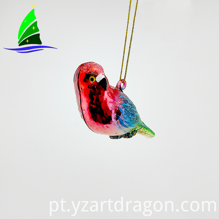 mão de vidro soprado natal colorido pássaro ornamento hand blown glass christmas colorful bird ornament